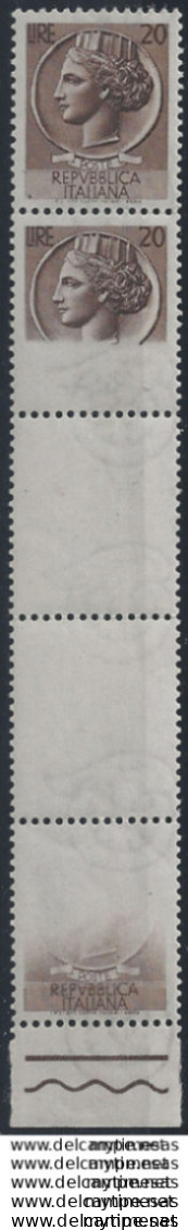 1953-54 Italia Turrita L. 20 Varietà MNH Sass N. (714) - 1946-60: Ungebraucht