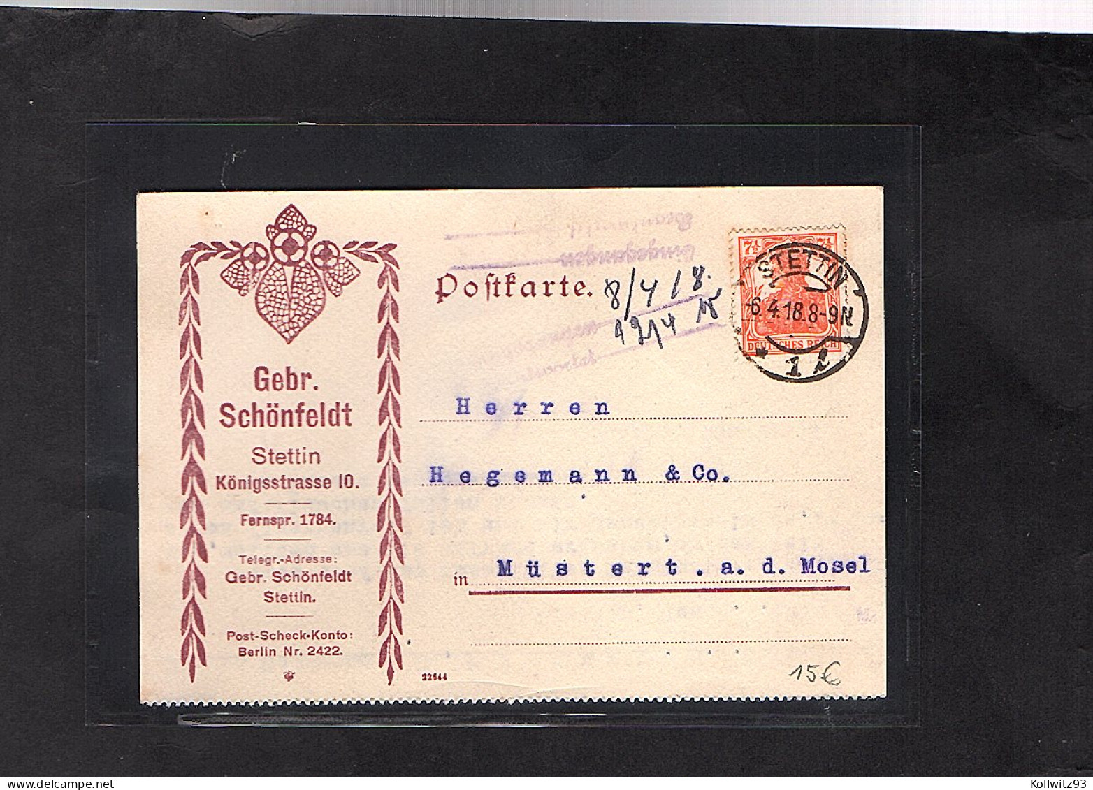 DR. Reklame-Karte  Gebr. Schönfeldt Stettin. - Other & Unclassified