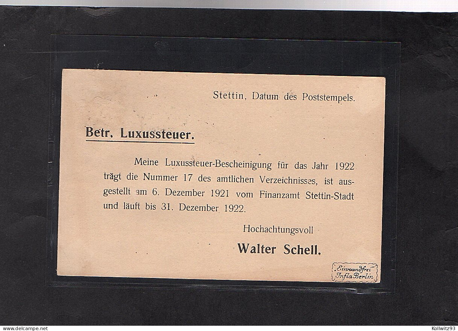 DR. Reklame-Karte Hofjuwelier, Schell Stettin. - Other & Unclassified