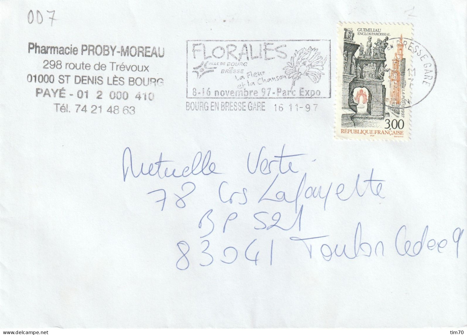 FLAMME  TEMPORAIRE  01  BOURG  EN  BRESSE  GARE          /  N°  3080 - Mechanical Postmarks (Advertisement)