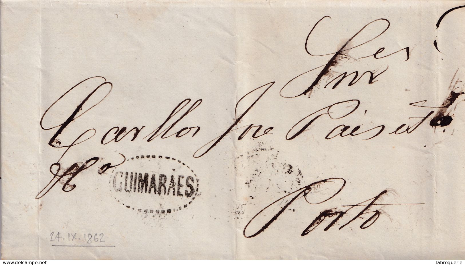 POR - LETTRE DE GUIMARAES À PORTO - 1862 - Poststempel (Marcophilie)