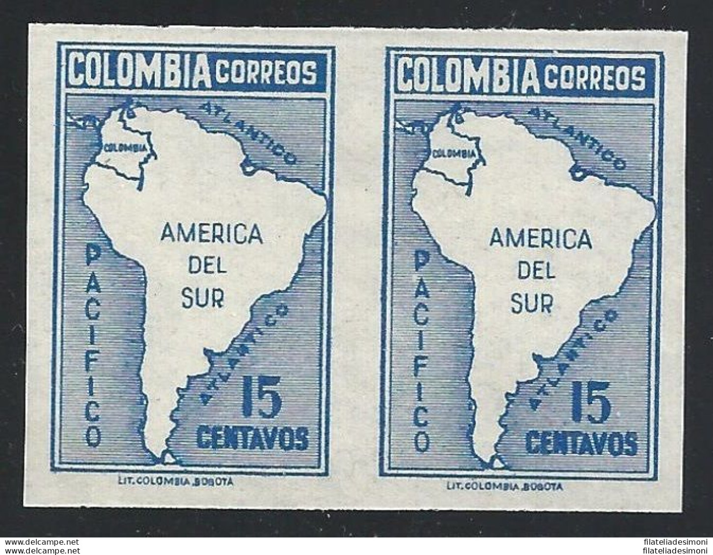 1946 COLOMBIA, YT 397 MNH/** COPPIA NON DENTELLATA VARIETAe#039; - America (Other)