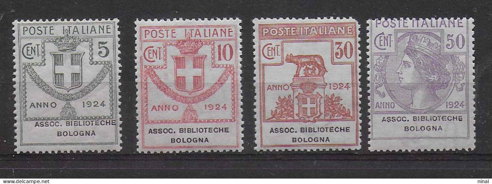 REGNO D'ITALIA  ** MNH LUSSO 1924-25 ENTI PARASTATALI " ASS. BIBLIOTECHE BOLOGNA " 4 VAL. €. 450,00++  C2005 - Nuevos