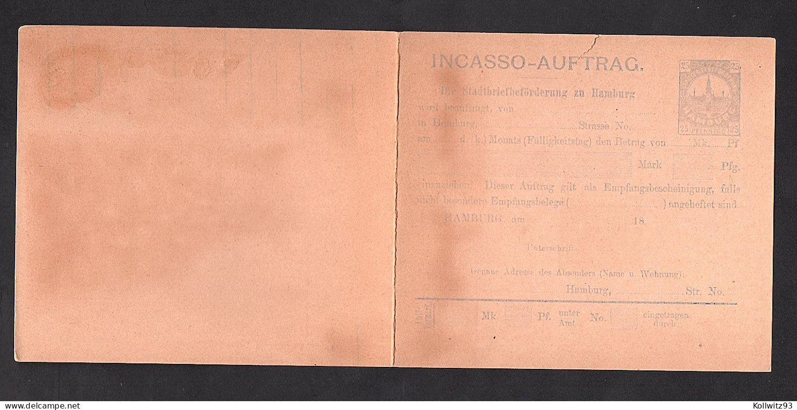 Privatpost, Hammonia Hamburg 25 Pf.,  Incasso-Auftrag Ungebraucht. - Correos Privados & Locales