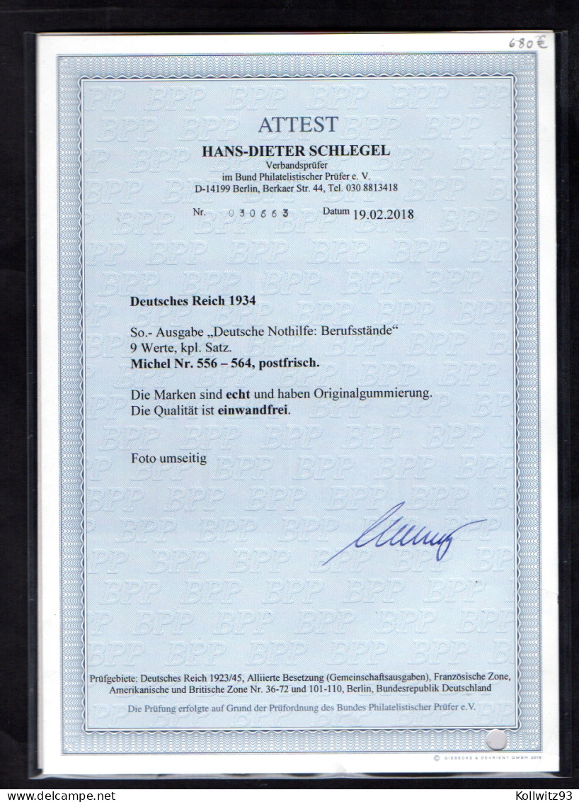 DR., Mi.-Nr. 556 - 564 Postfrisch, FA. SchlegelBPP. - Sonstige & Ohne Zuordnung