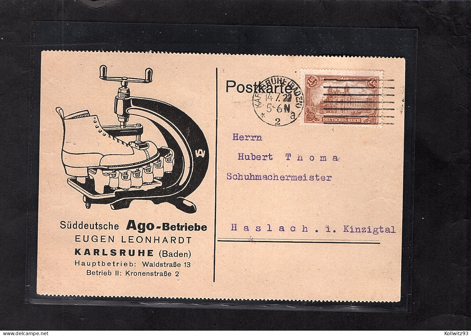 DR. Reklame-Karte, Ago-Betriebe, Eugen Leonhardt, Karlsruhe - Other & Unclassified