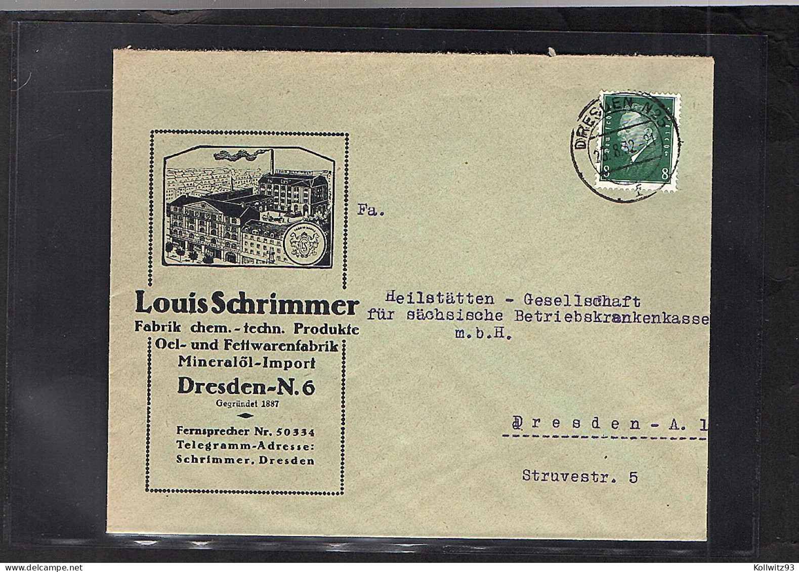 DR. Reklame-Brief, Oel-und Fettwarenfabrik, L. Schrimmer, Dresden. - Other & Unclassified