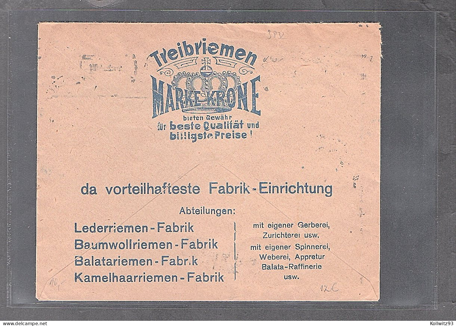DR. Reklame-Brief, Treibriemen-Fabrik, C. Scholtz, Hamburg. - Sonstige & Ohne Zuordnung
