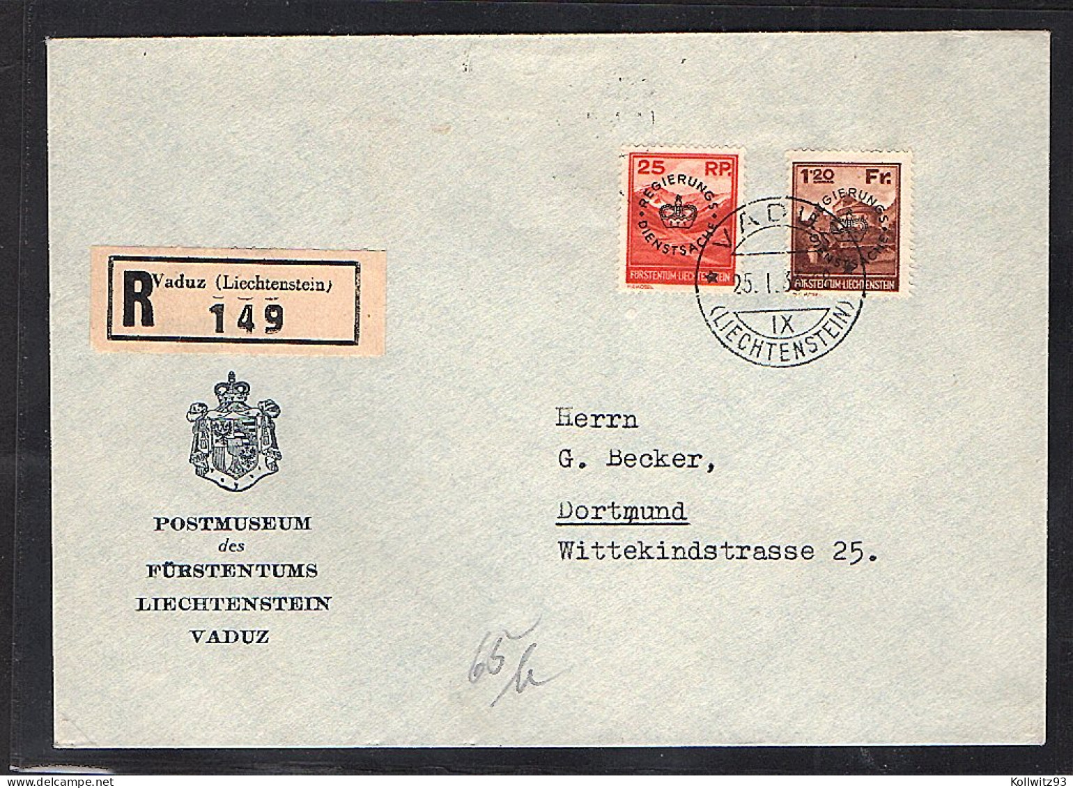 Liechtenstein, R-Brief  Mi.-Nr. D. 9 + 10 - Autres & Non Classés