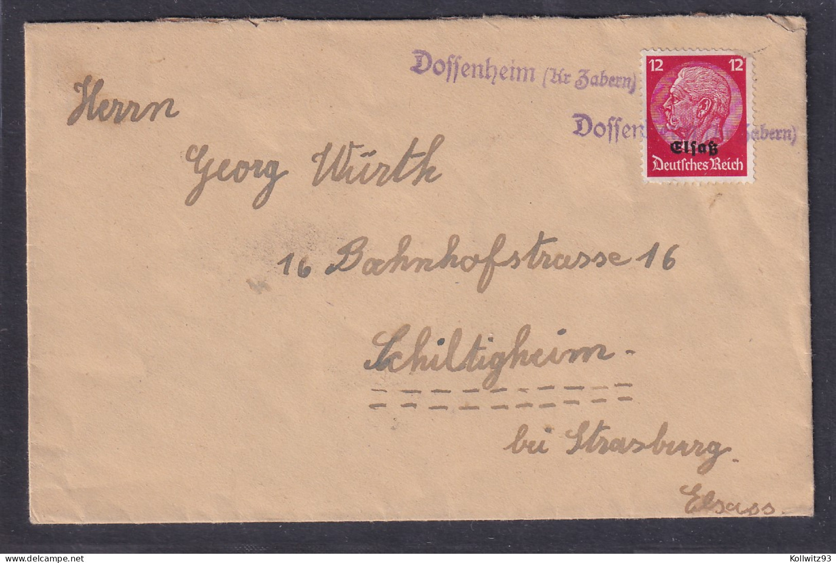 Dt.Besetzung 2. Weltkrieg, Elsaß Mit Pro.-St. "Dossenheim" - Ocupación 1938 – 45