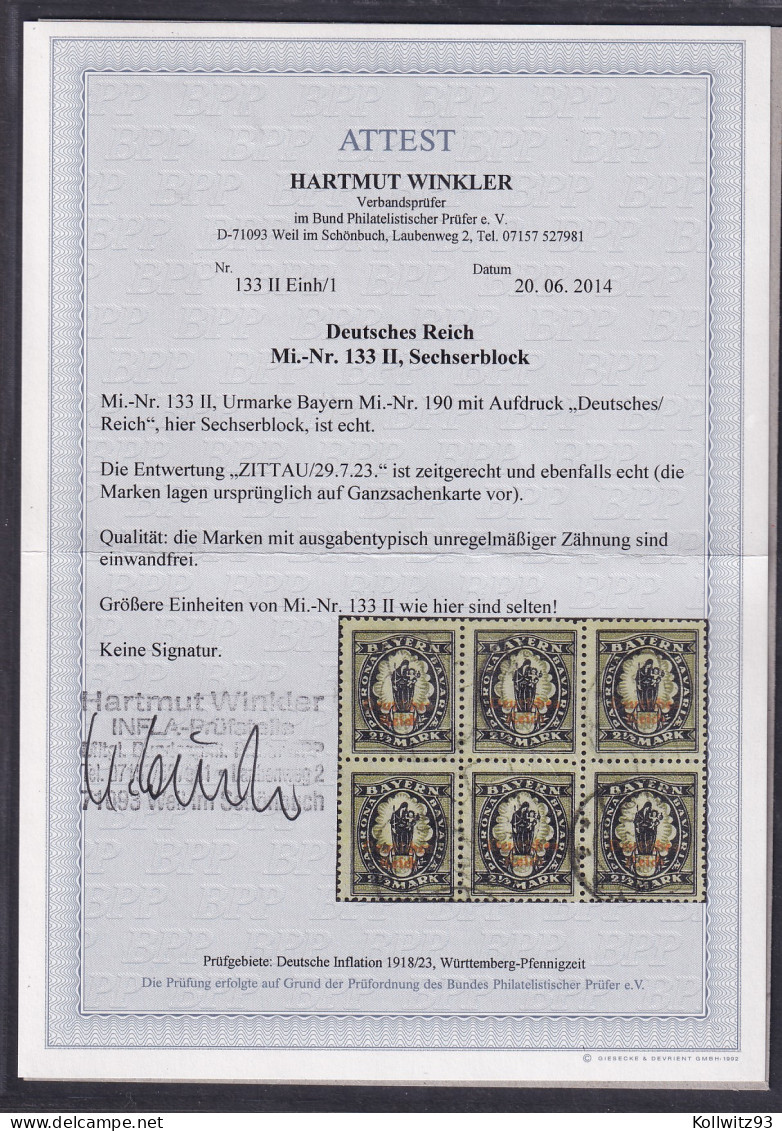 DR., Mi.-Nr.133 II, Sechserblock, Gestempelt, FA. WinklerBPP - Altri & Non Classificati