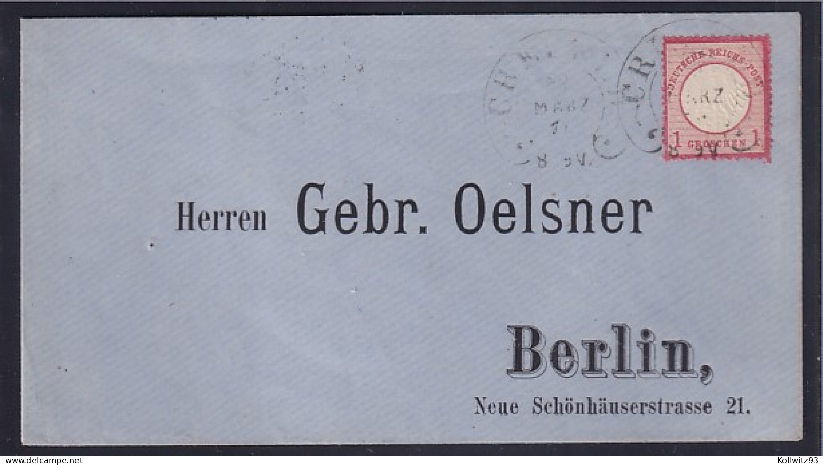 DR., Fernbrief Mi.-Nr. 4 Mit HE-St. Crefeld (Spalink  6-6) - Covers & Documents