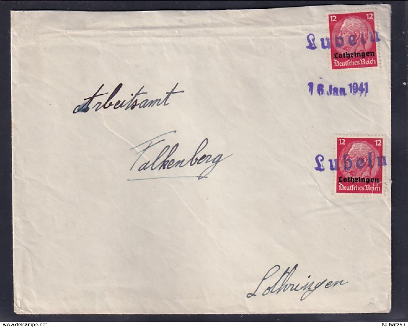 Dt.Besetzung 2.Weltkrieg, Lothringen, MeF. Mi.-Nr  7, Mit Notstempel Lubeln - Occupation 1938-45