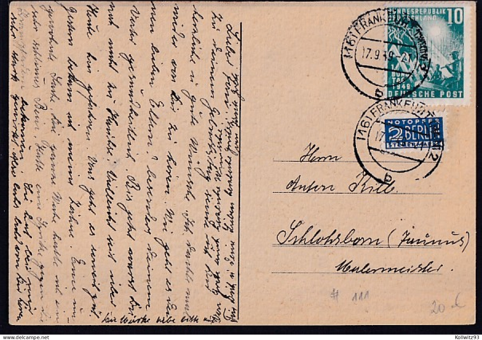 Bund, Fern-Karte Mit EF. Mi.-Nr.111 - Storia Postale