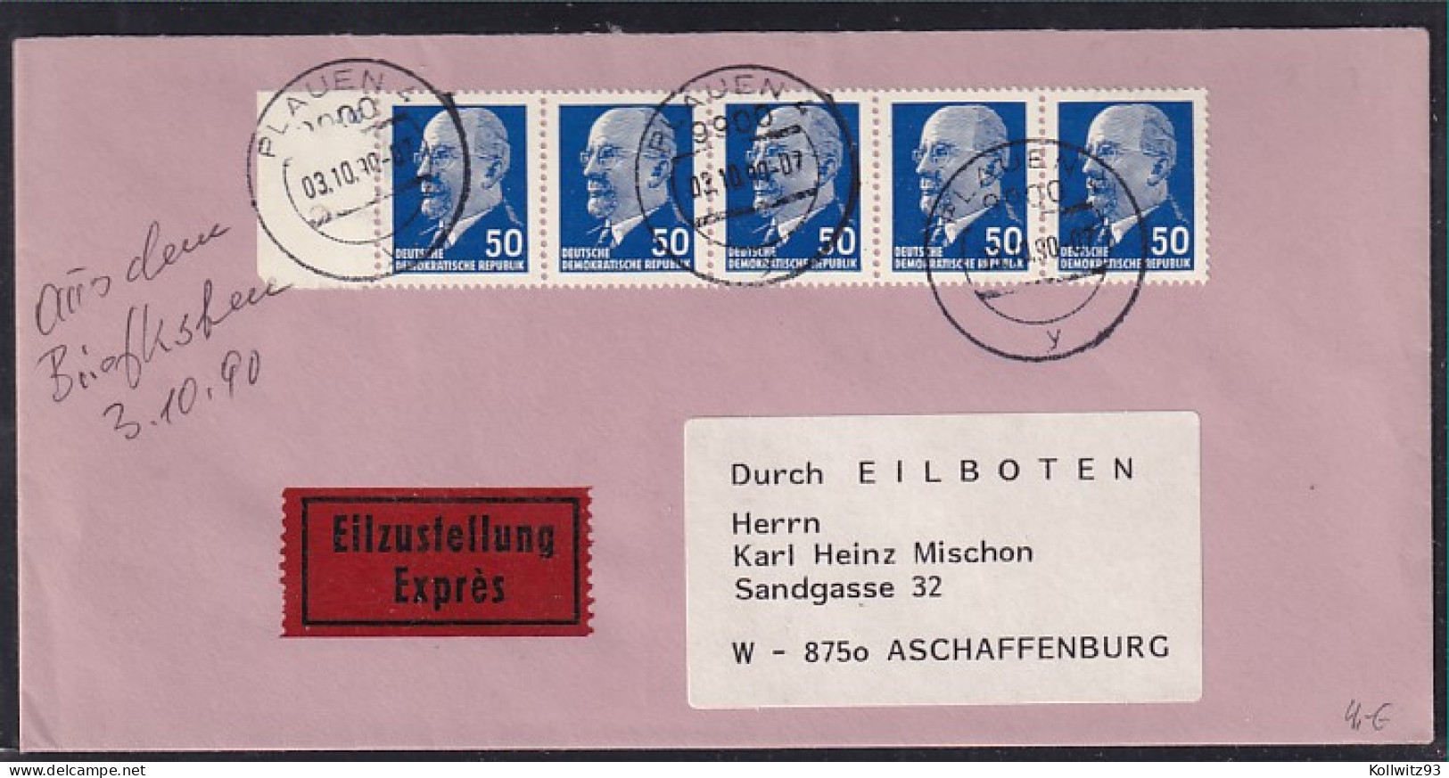 DDR. Eilbote-Fern-Brief Mit MeF. Mi.-Nr. 937, Porto-Letztag! - Cartas & Documentos