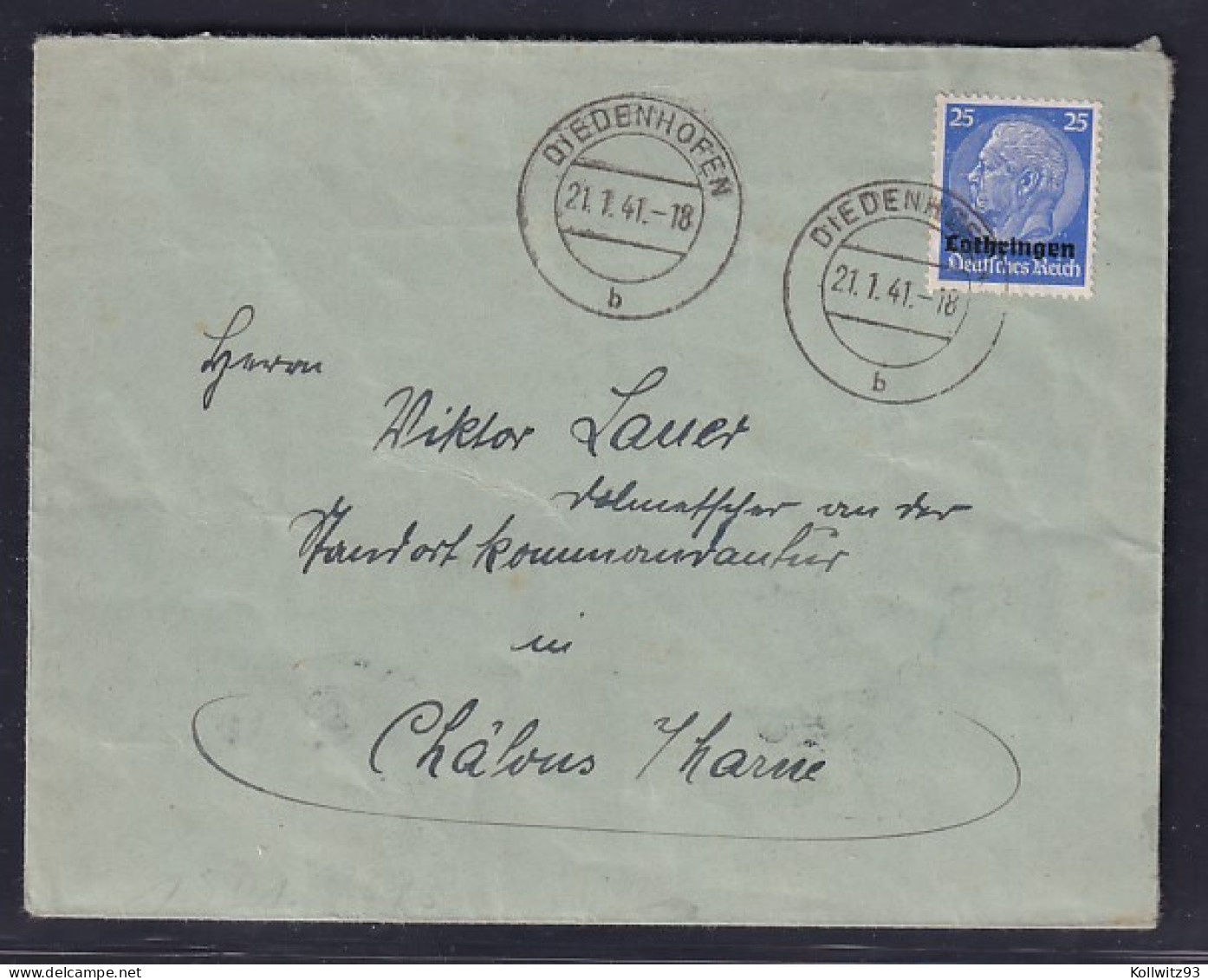 Dt.Besetzung 2.Weltkrieg, Lothringen, Ausland-Brief Mit EF. Mi.-Nr  10, Zensiert - Ocupación 1938 – 45