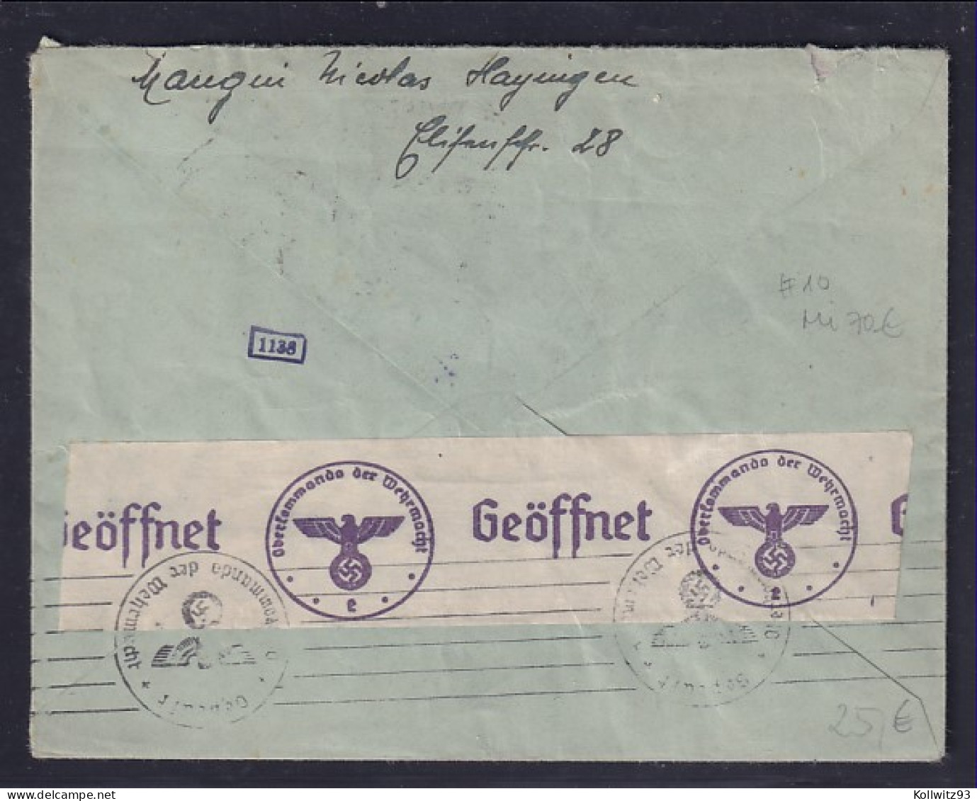 Dt.Besetzung 2.Weltkrieg, Lothringen, Ausland-Brief Mit EF. Mi.-Nr  10, Zensiert - Occupation 1938-45