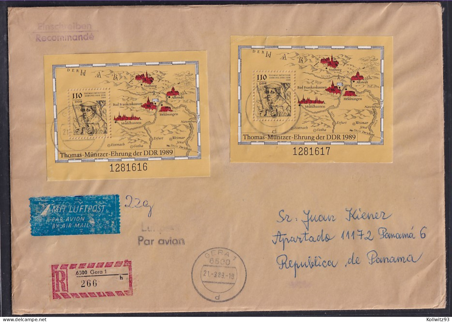 DDR., R-Luftpost-Auslandbrief Mit MeF, Mi.Nr. BL 97 - Briefe U. Dokumente
