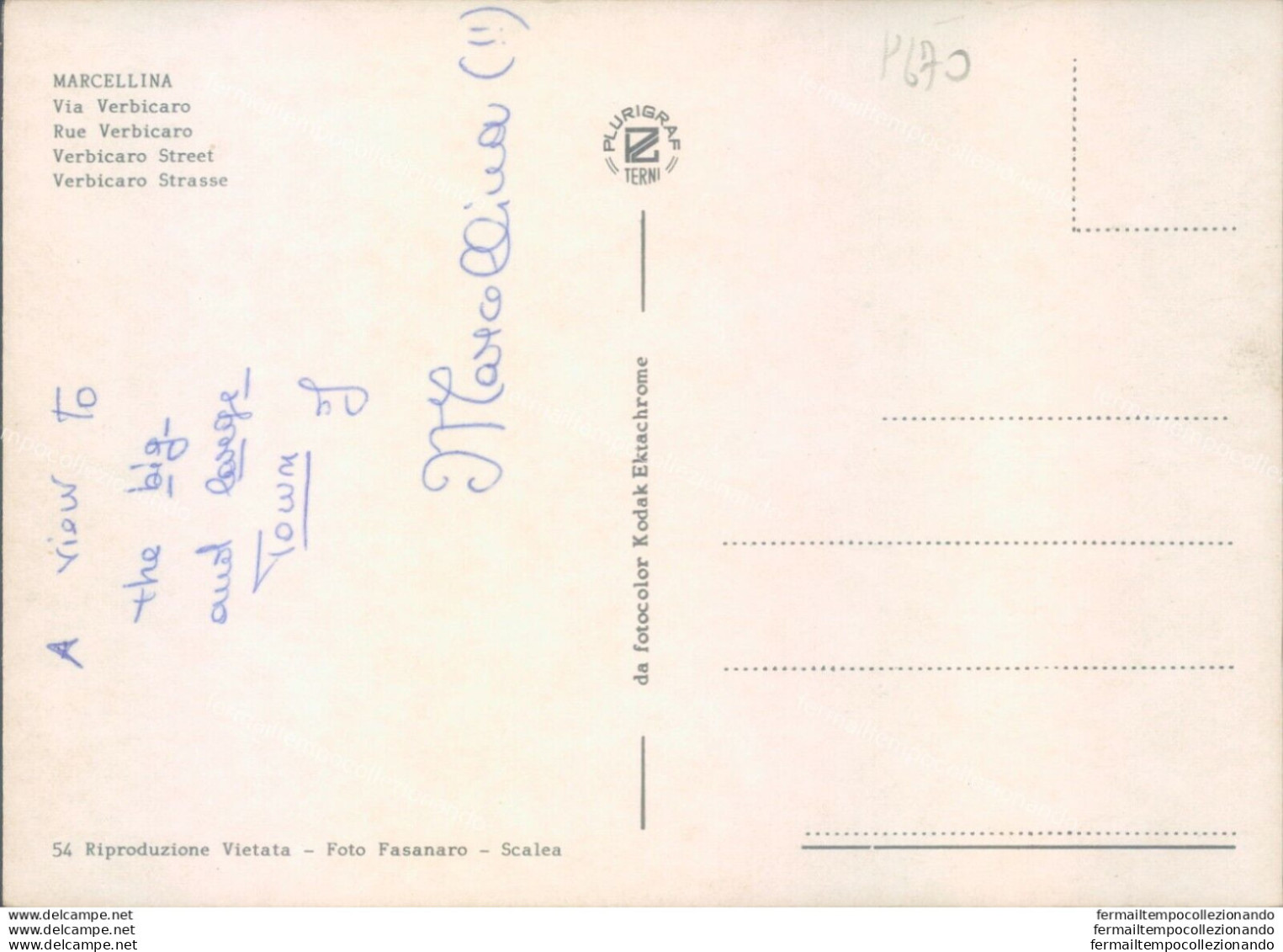 P670 Cartolina Marcellina Via Verbicaro Provincia Di Cosenza - Cosenza