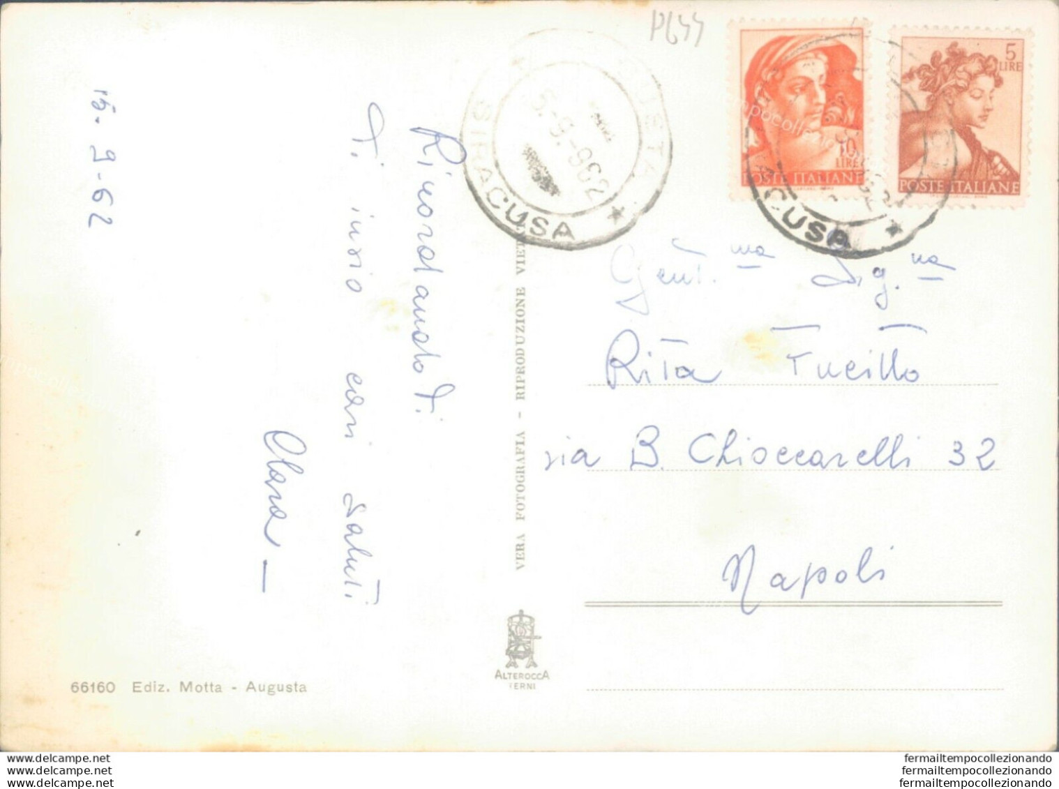 P644 Cartolina Saluti Da Augusta Provincia Di Siracusa - Cosenza