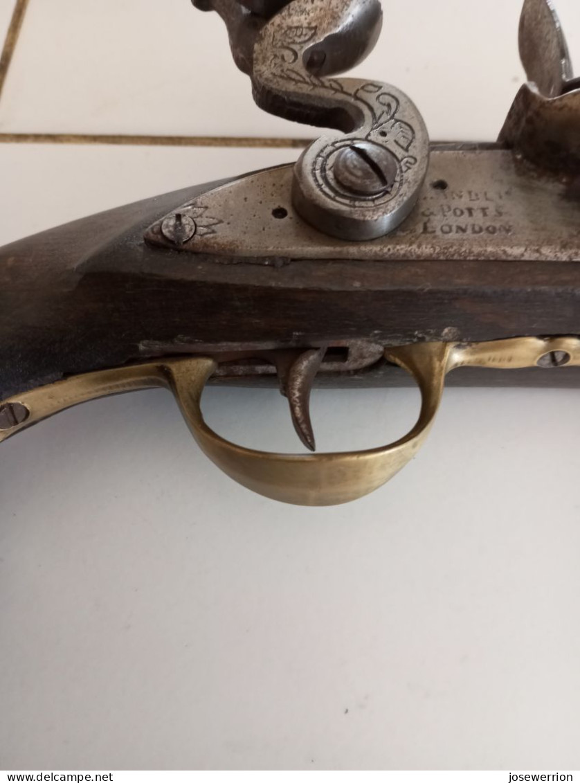 Pistolet à Silex Anglais Brandli Et Potts London 41cm - Armas De Colección