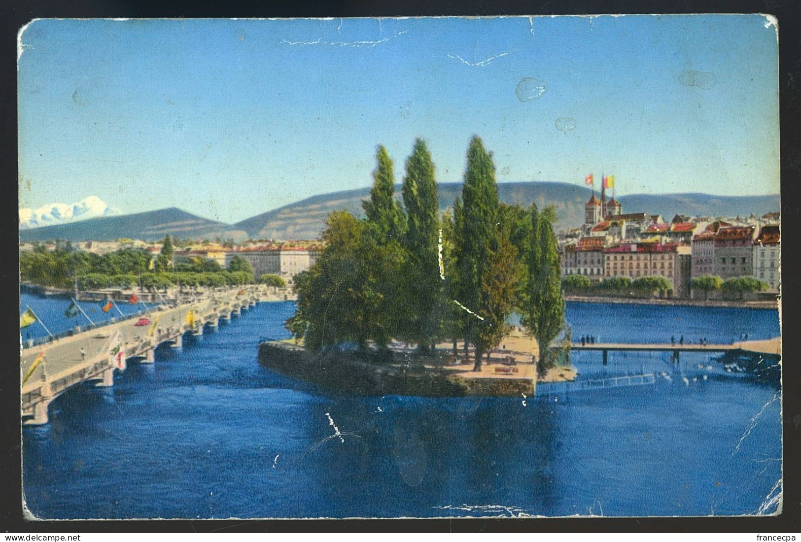 14661 - SUISSE - GENEVE - Ile J.J. Rousseau Et Le Mont-Blanc - Genève