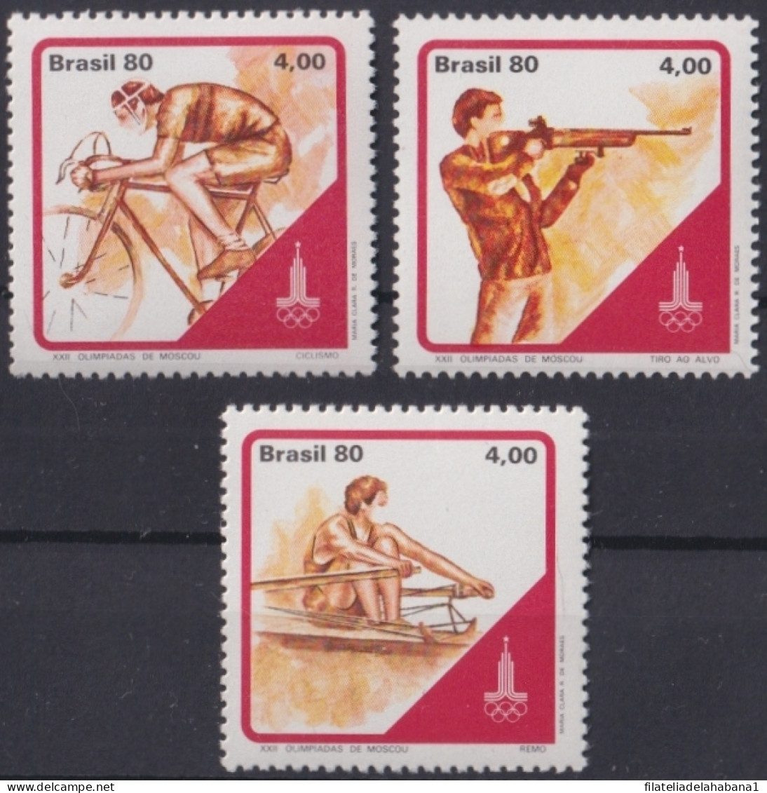 F-EX50074 BRASIL BRAZIL MNH 1980 MOSCOW OLYMPIC GAMES CICLING SHOOTING ROWS.  - Verano 1980: Moscu