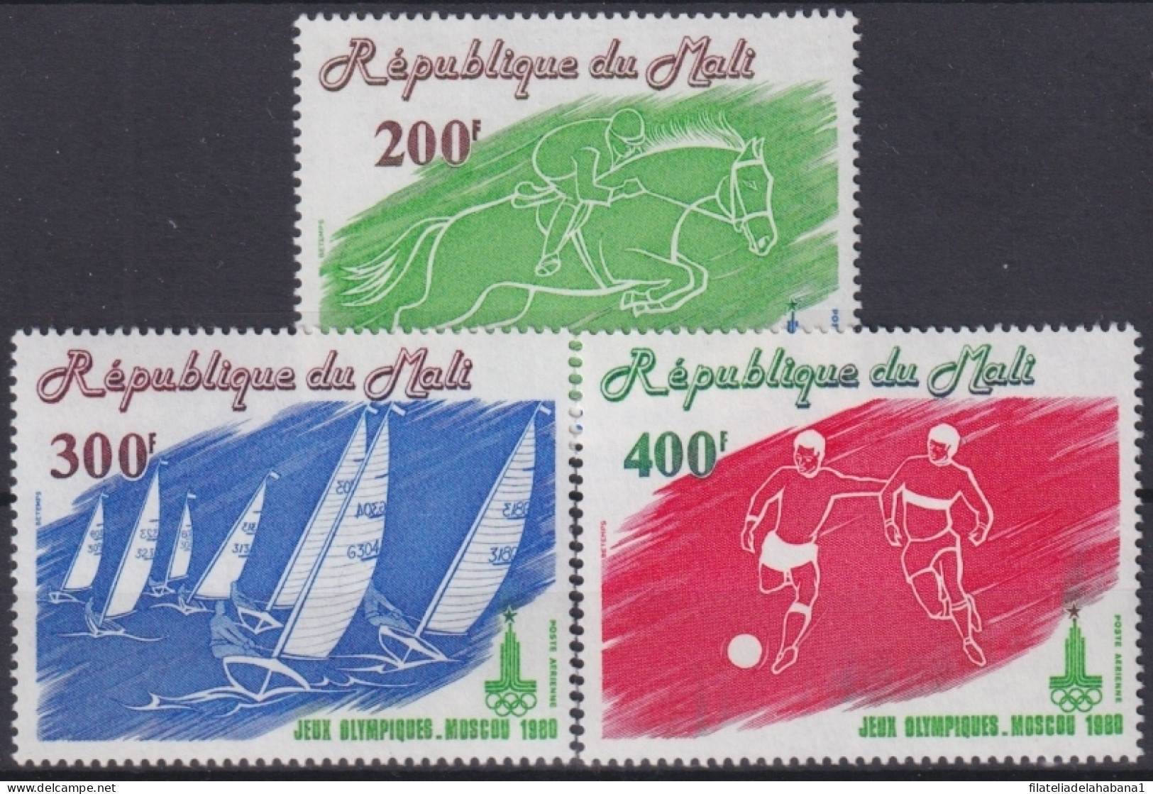 F-EX50077 MALI MNH 1980 MOSCOW OLYMPIC GAMES SOCCER SHIP VELAS HORSE.  - Ete 1980: Moscou