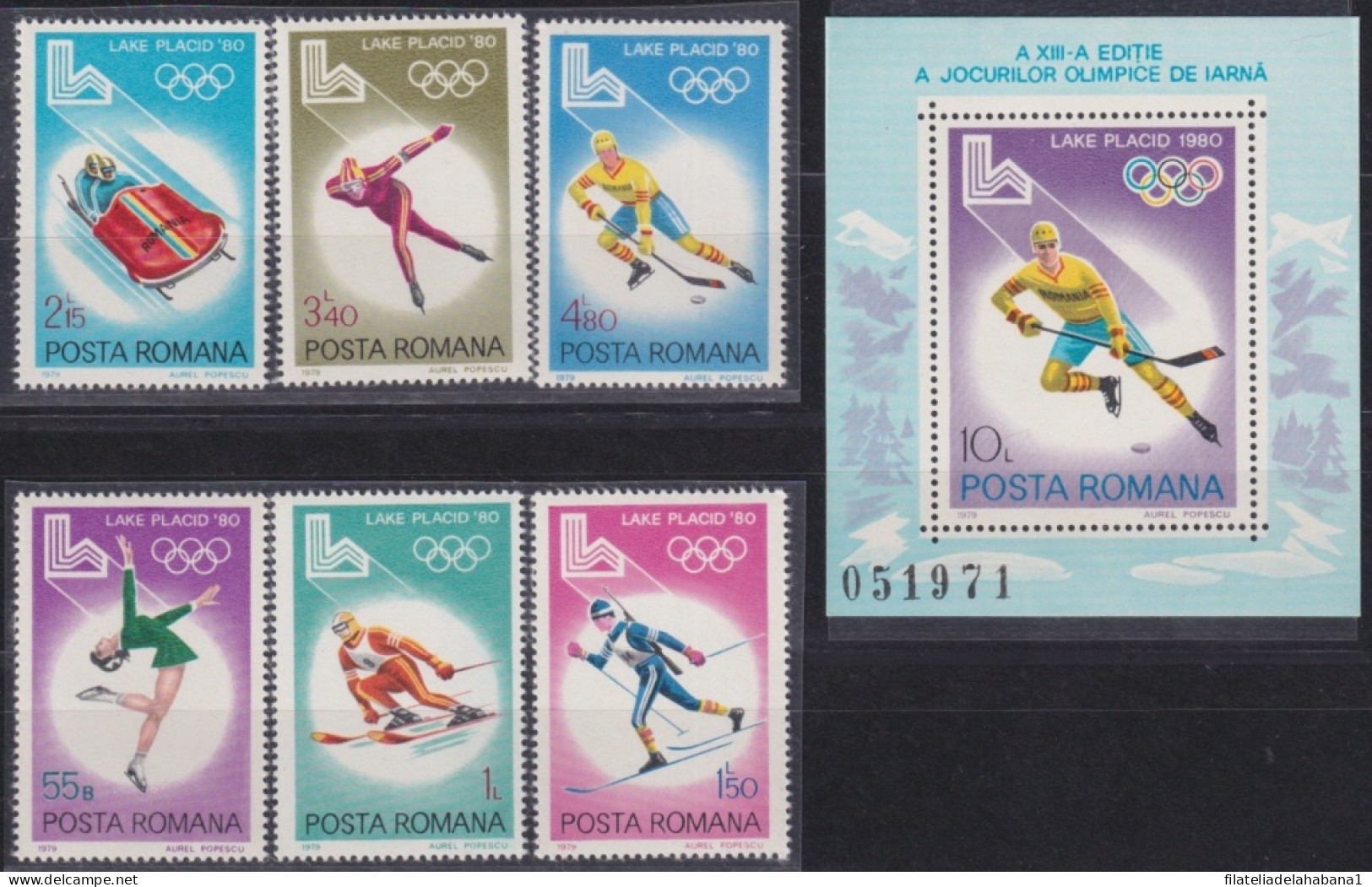 F-EX50089 RUMANIA MNH 1980 WINTER OLYMPIC GAMES LAKE PLACID SKI.  - Sommer 1980: Moskau