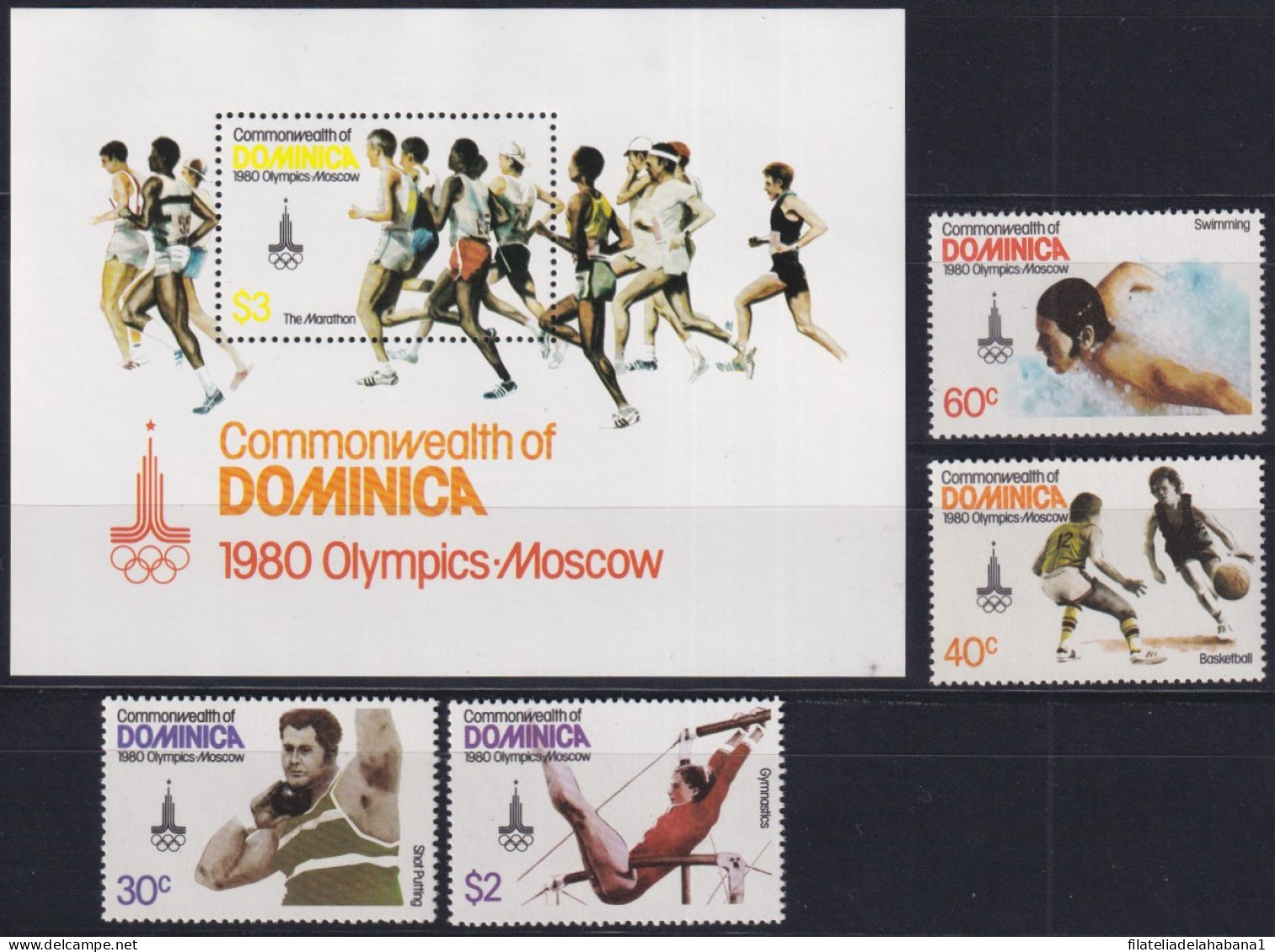 F-EX50094 DOMINICA MNH 1980 OLYMPIC GAMES MOSCOW ATHLETISM BASKETBALL SWIMING.  - Summer 1980: Moscow