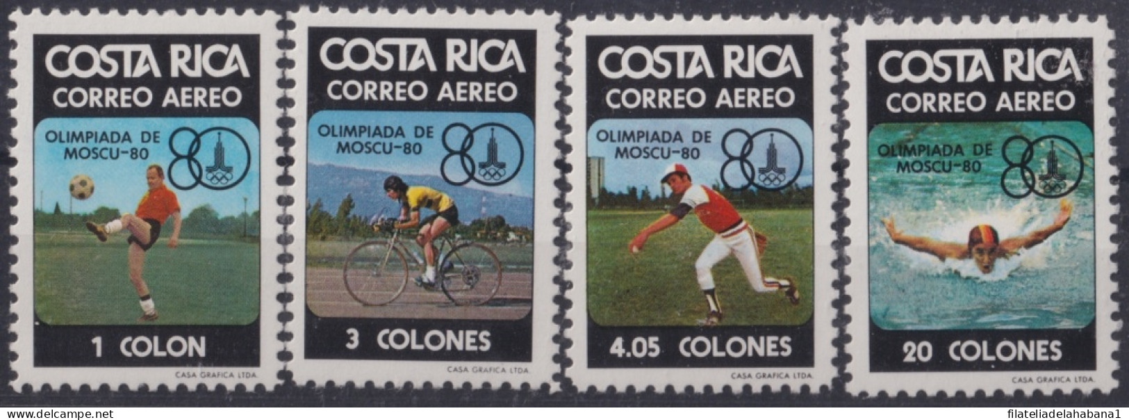 F-EX50099 COSTA RICA MNH 1980 MOSCOW OLYMPIC GAMES CICLING SOCCER BASEBALL.          - Ete 1980: Moscou