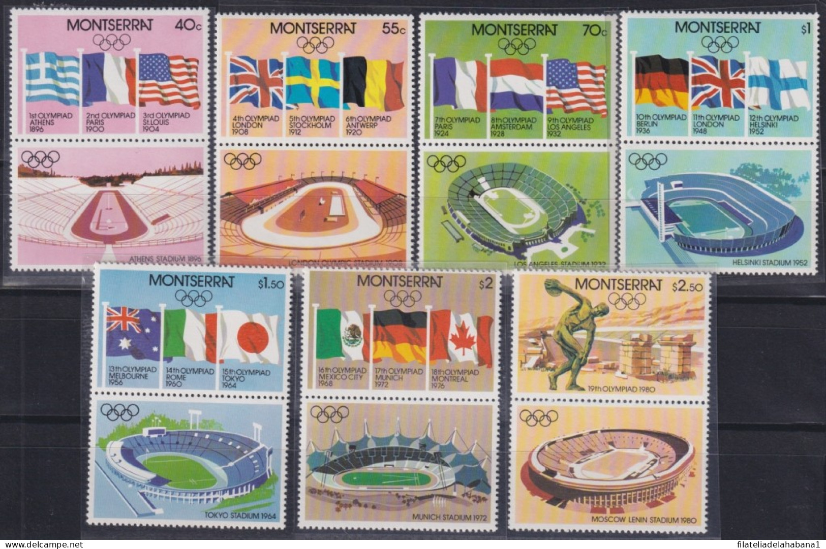 F-EX50107 MONTSERRAT MNH 1980 MOSCOW OLYMPIC GAMES FLAG DISCOBOLO MIRON              - Summer 1980: Moscow