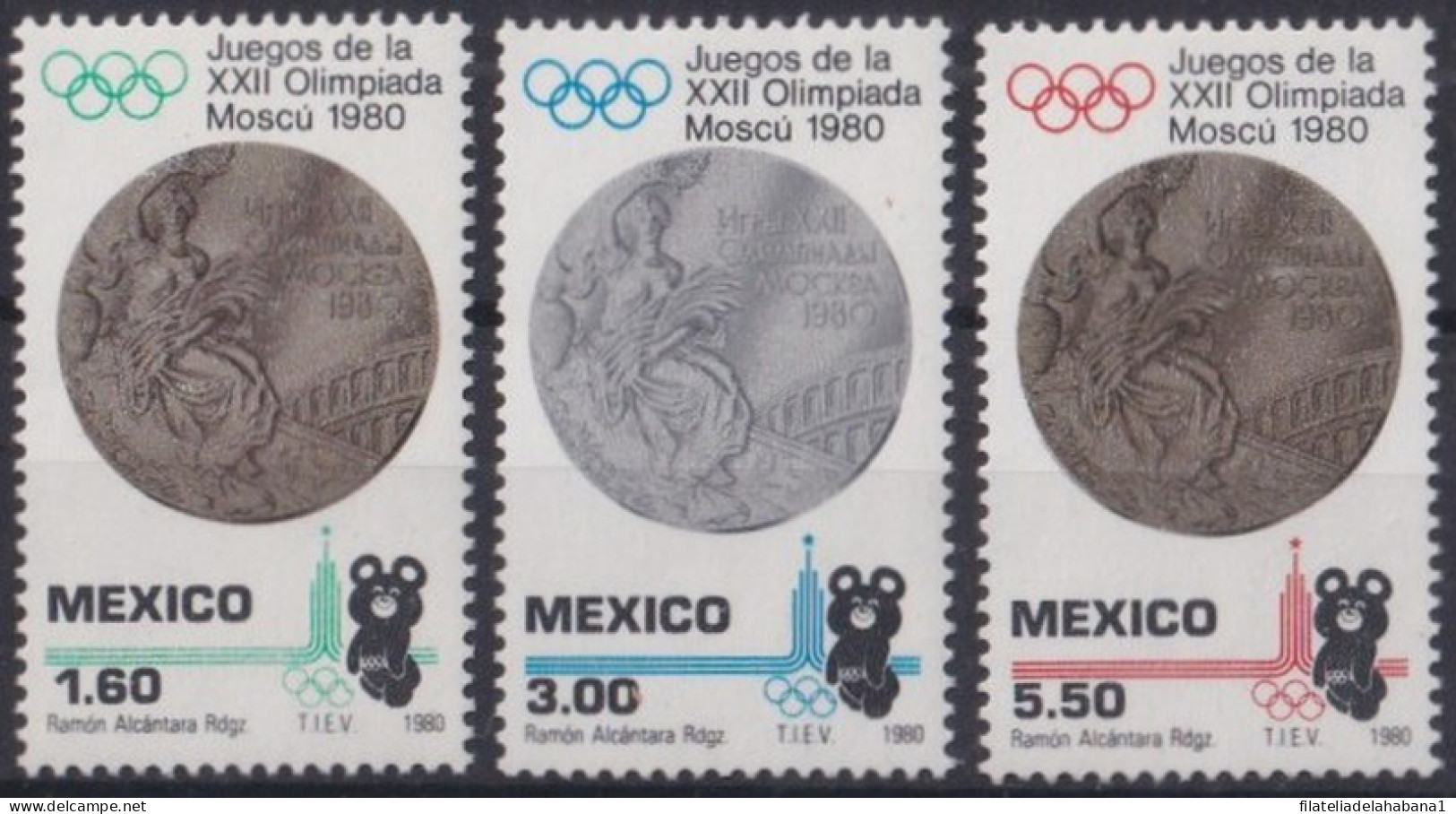 F-EX50108 MEXICO MNH 1980 OLYMPIC GAMES MOSCOW MEDALS.  - Estate 1980: Mosca