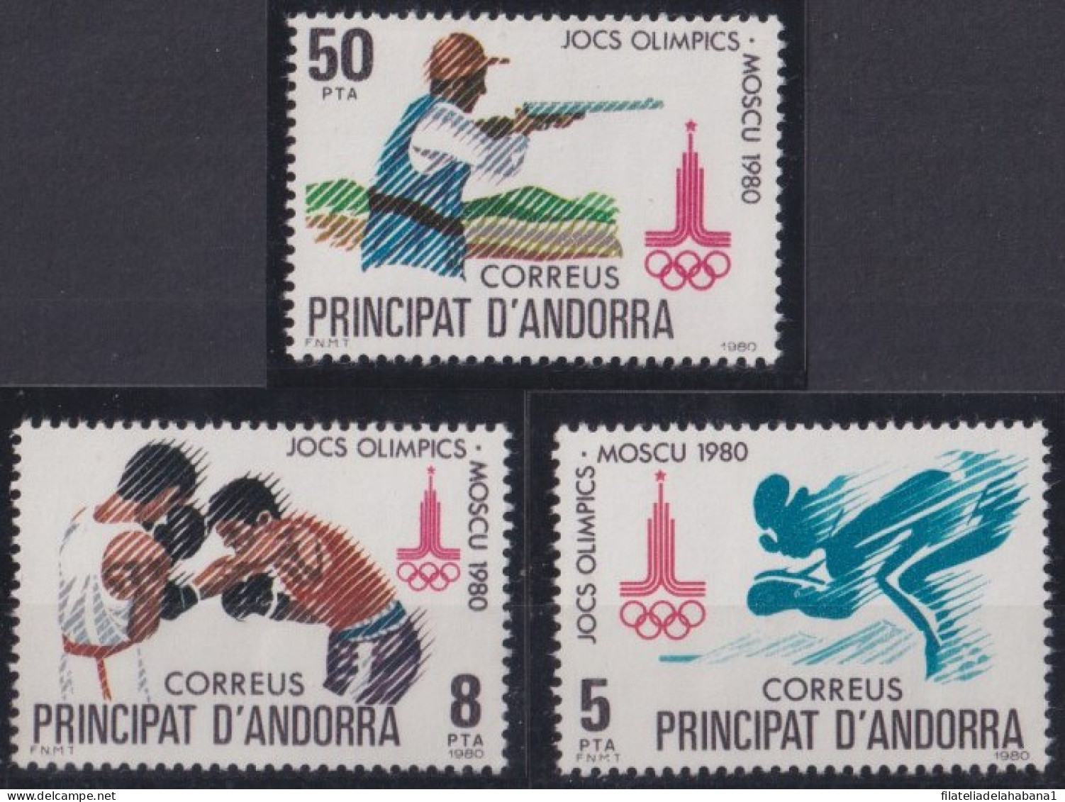 F-EX50110 ANDORRA MNH 1980 OLYMPIC GAMES MOSCOW BOXING SHUTTING SWIMING.  - Summer 1980: Moscow