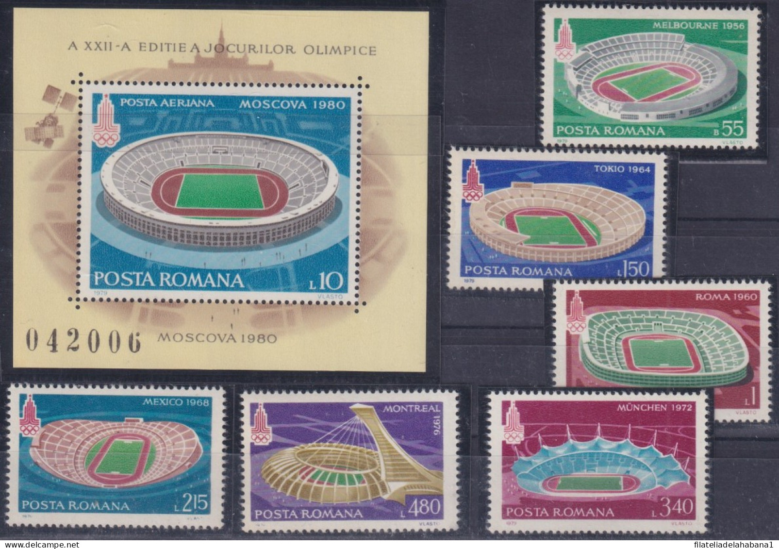 F-EX50111 RUMANIA MNH 1980 OLYMPIC GAMES MOSCOW STADIUM.  - Ete 1980: Moscou