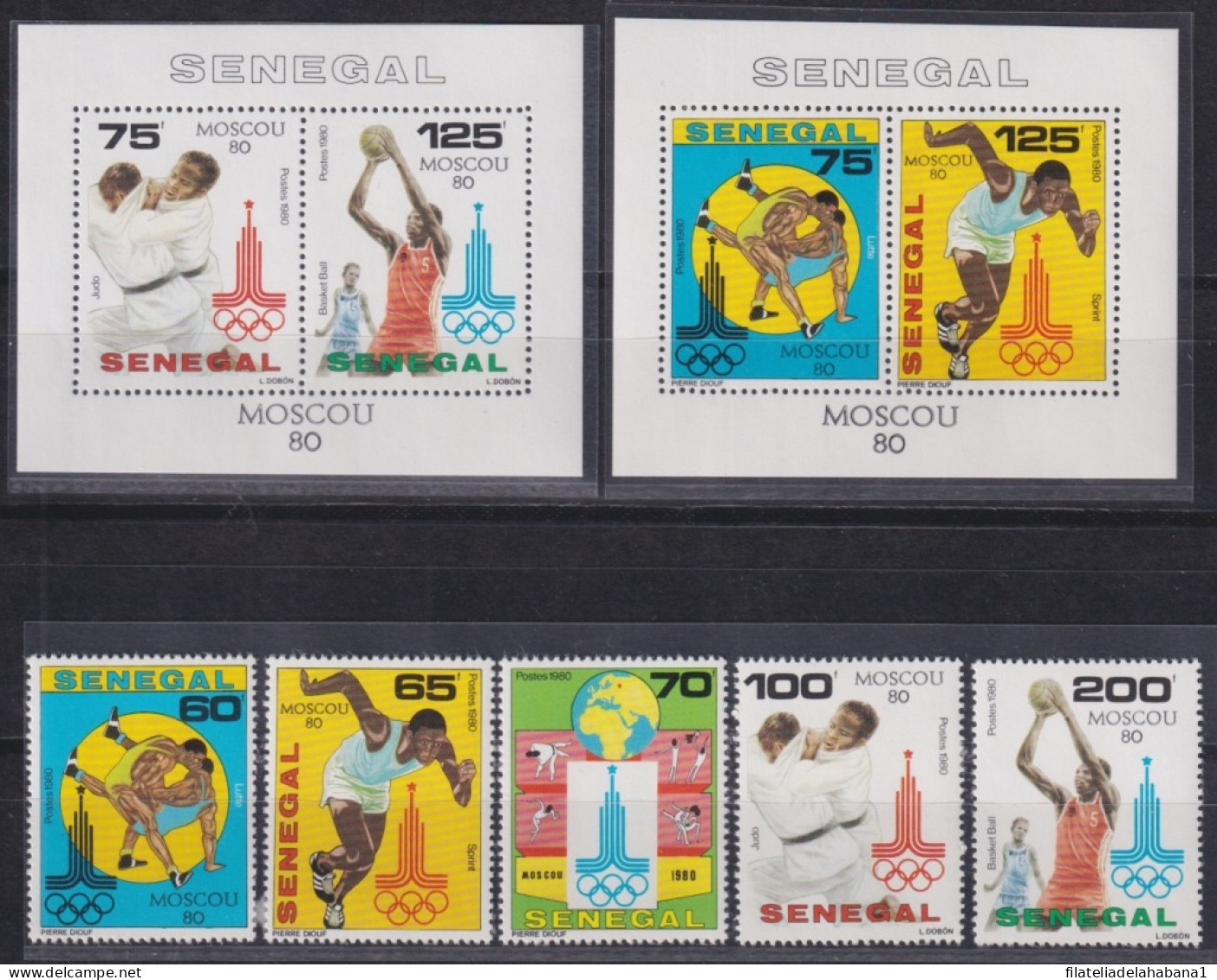 F-EX50114 SENEGAL MNH 1980 MOSCOW OLYMPIC GAMES ATHLETICS BASKET JUDO.       - Summer 1980: Moscow
