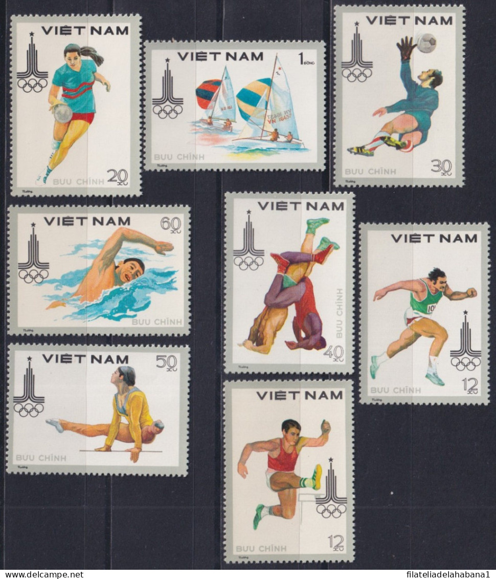F-EX50124 VIETNAM MNH 1980 OLYMPIC GAMES MOSCOW ATHLETISM SWIMING SAILING SOCCER.  - Verano 1980: Moscu