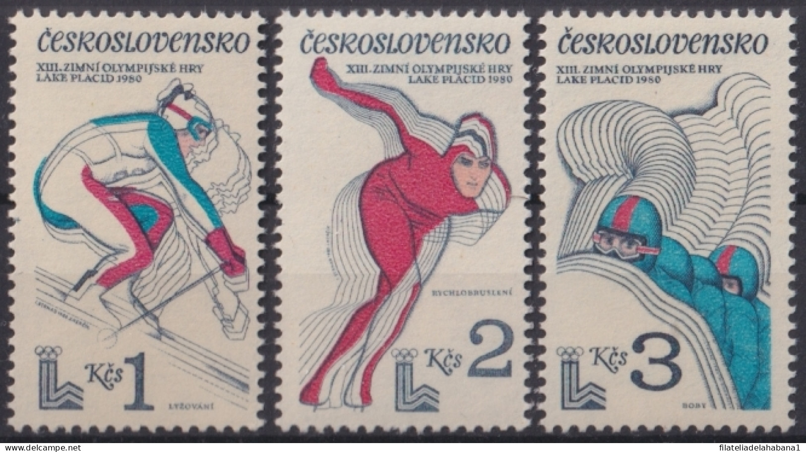 F-EX50128 CZECHOSLOVAKIA MNH 1980 OLYMPIC GAMES LAKE PLACID SKI SKITING.  - Zomer 1980: Moskou