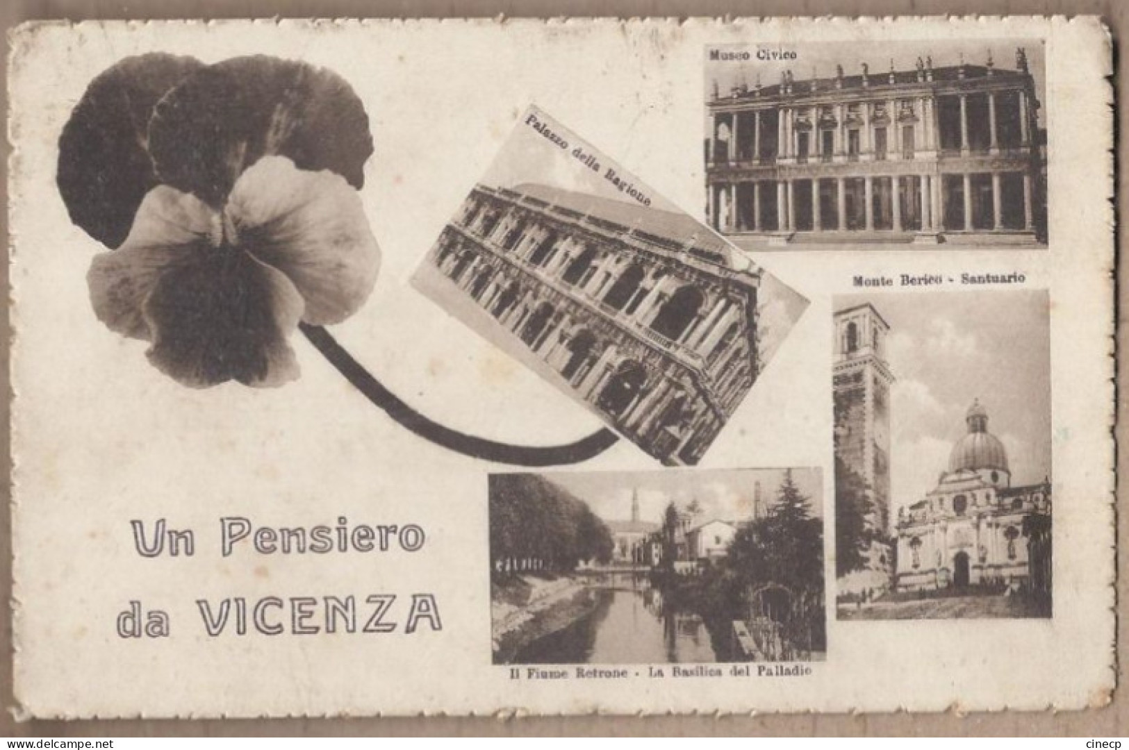 CPA ITALIE - VICENZA - Un Pensiero Da Vicenza - TB CP Multivue Avec Fleur Pensée Et Monuments De La Ville - Vicenza