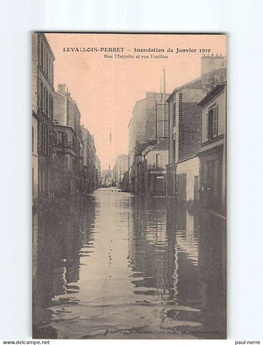 LEVALLOIS PERRET : Inondation 1910, Rue Marjolin Et Rue Fazillau - Très Bon état - Levallois Perret