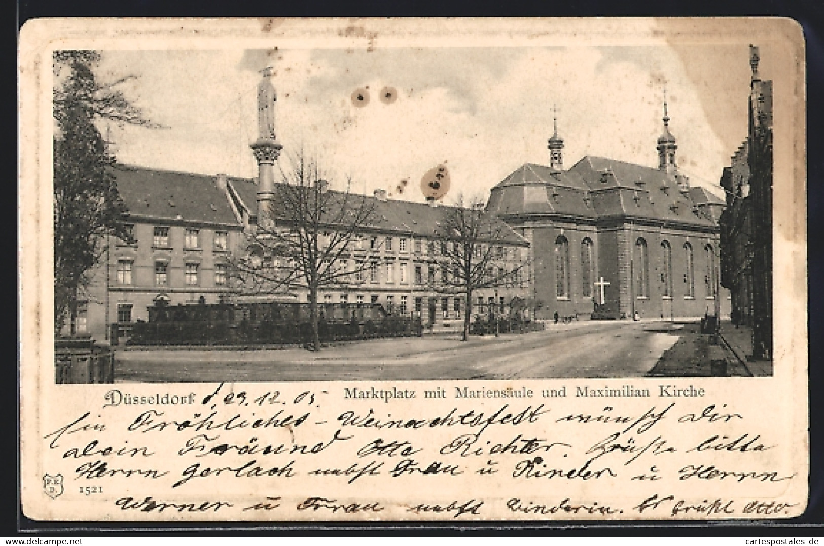 AK Düsseldorf, Marktplatz Mit Mariensäule Und Maximilian Kirche  - Düsseldorf