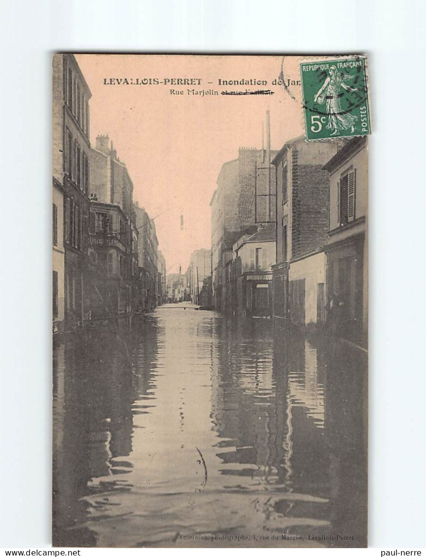 LEVALLOIS PERRET : Inondation 1910, Rue Marjolin - Très Bon état - Levallois Perret