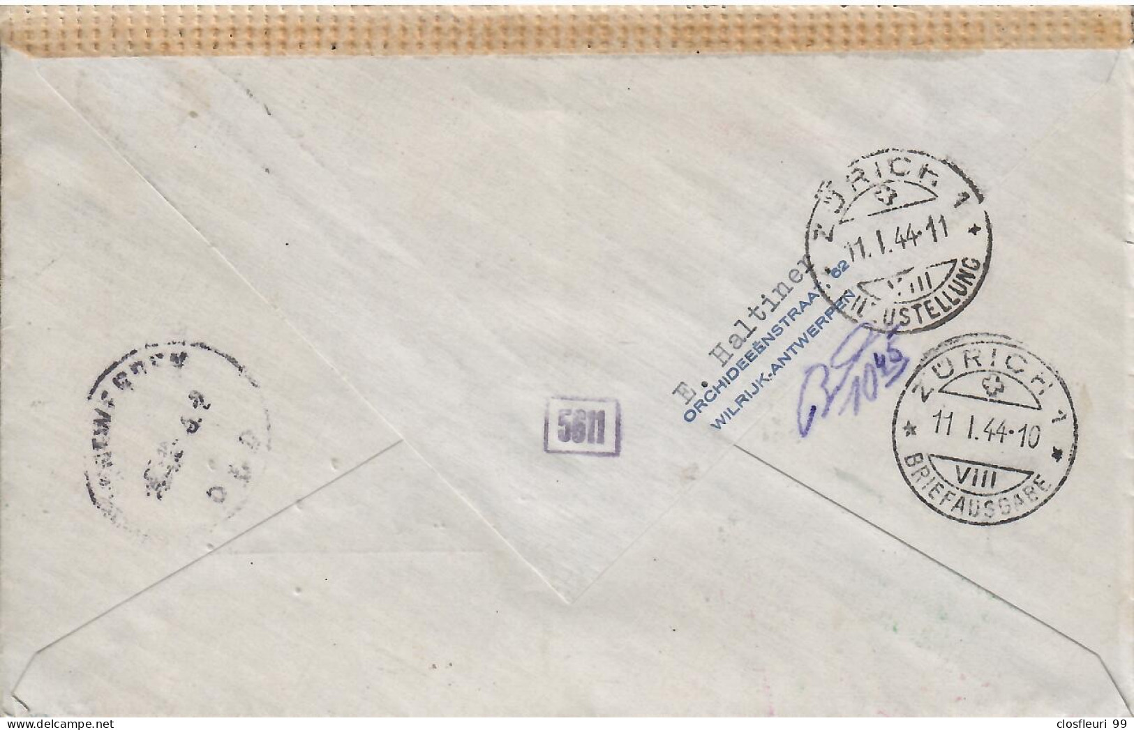 Lettre Censurée, Exprès,11.+.1944 Pour Zürich / Cf Diverses Marques Et Cachets - Oorlog 40-45 (Brieven En Documenten)