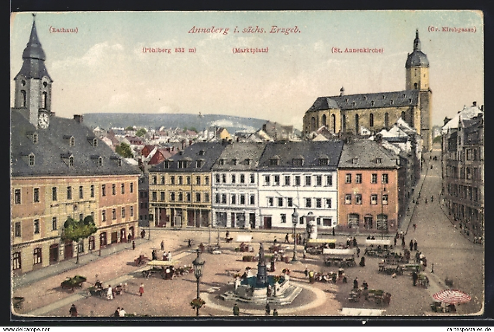 AK Annaberg / Erzg., Rathaus, Marktplatz, St. Annenkirche  - Autres & Non Classés