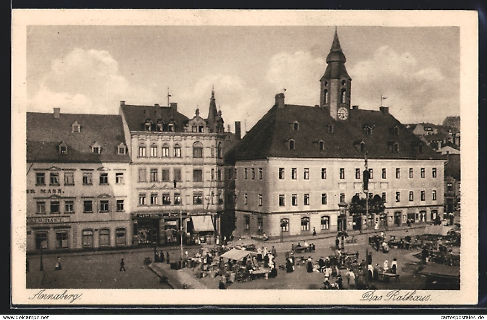 AK Annaberg / Erzg., Belebte Strassenpartie Vor Dem Rathaus  - Sonstige & Ohne Zuordnung