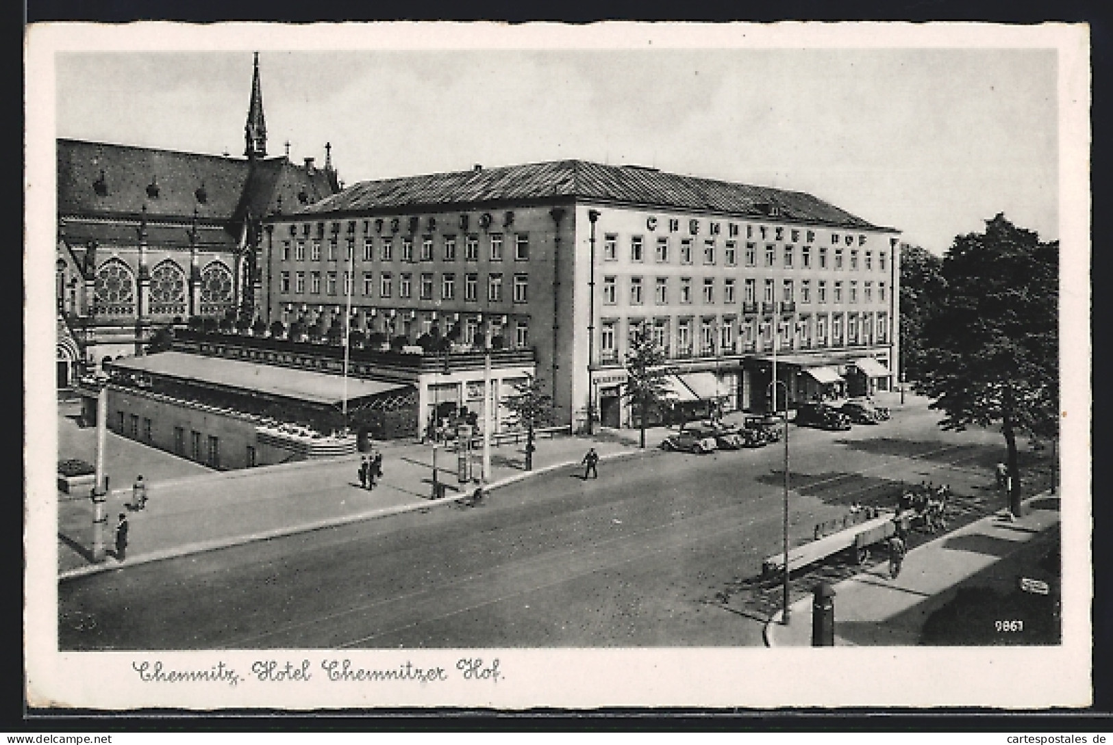 AK Chemnitz, Strassenpartie Am Hotel Chemnitzer Hof  - Chemnitz