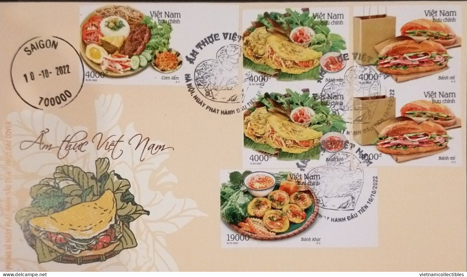 FDC Vietnam Viet Nam Cover With Imperf Stamps 2022: Vietnamese Cuisine / Food / Bread / Broken Rice / Pancake (Ms1164) - Viêt-Nam