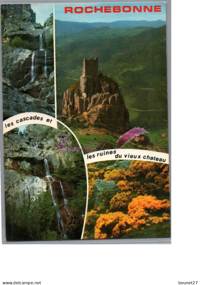 ROCHEBONNE 07 - La Cascades Et Les Ruines De La Forteresse Fleur Jaune Genets - Autres & Non Classés