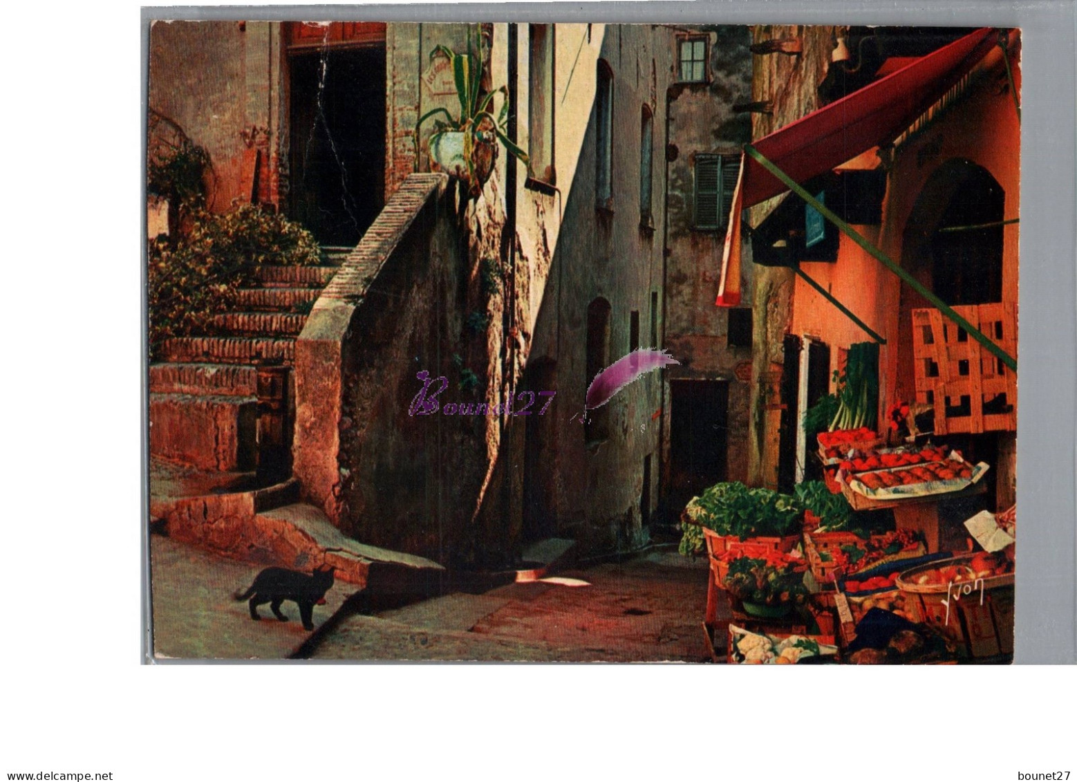 CAGNES SUR MER 06 - Une Vieille Rue Maison Marchand De Fruit Et Legumes Un Chat Noir Cat Katze - Cagnes-sur-Mer