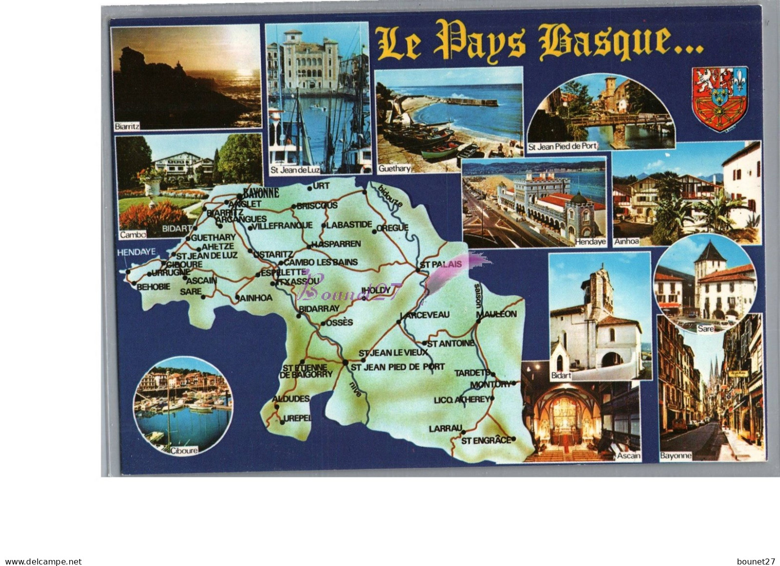 La Côte Basque 64 - Plan Carte De La Région Bidart Biarritz St Jean De Luz Guethary Hendaye Bayonne - Biarritz